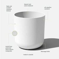 Veradek Mason Series Lima Planter - Round Planter For Indoor Or Outdoor Porch/Garden | Made From Plastic & Concrete With Drainage Holes | Modern D?Cor For Succulents  Flowers  Small Plants