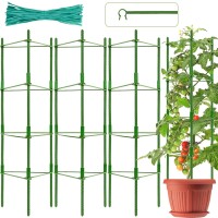 Halatool 4 Packs Tomato Cages Up To 62In52Ft Tomato Trellis Expandable Tomato Cage With 120 Twist Ties Tall Tomato Cages Wit