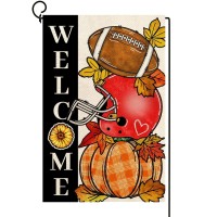 Baccessor Fall Football Welcome Garden Flags 12 X 18 Inch Vertical Double Sided Pumpkin Autumn Sports Game Day Flag For Yard Th