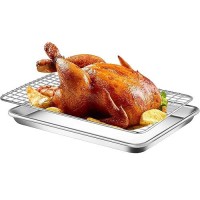 Roasting Pan With Rack 6Piece Stainless Steel Large Roasting Pan 165 X 11 Pan With Cooling Rack Great For Roast Chicken