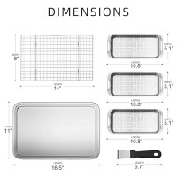 Roasting Pan With Rack 6Piece Stainless Steel Large Roasting Pan 165 X 11 Pan With Cooling Rack Great For Roast Chicken