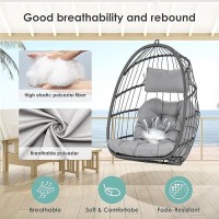 Hanging Egg Chair Patio Rattan Wicker Swing Egg Chair Hammock Chair For Indoor Outdoor Bedroom Garden Aluminum Steel Frame U