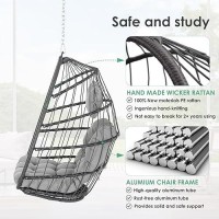 Hanging Egg Chair Patio Rattan Wicker Swing Egg Chair Hammock Chair For Indoor Outdoor Bedroom Garden Aluminum Steel Frame U