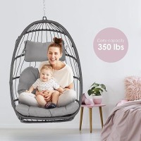 Hanging Egg Chair Without Stand Foldable Indoor Outdoor Wicker Rattan Swing Egg Chair With Hanging Chain Hammock Chair Uv Re