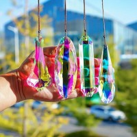 Hd Hyaline Dora Crystal Suncatcher Hanging Prisms Pendant Rainbow Chandelier Prisms Window Garden Decor Ornaments Pack Of 4