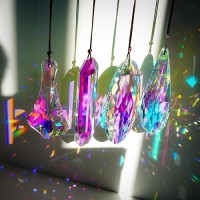 Hd Hyaline Dora Crystal Suncatcher Hanging Prisms Pendant Rainbow Chandelier Prisms Window Garden Decor Ornaments Pack Of 4