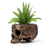 Halloween Skull Candy Dish Trick Or Treat Bowl & Plant Planter Pot 6