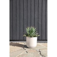 Veradek Mason Series Lima Planter - Round Planter For Indoor Or Outdoor Porch/Garden | Made From Plastic & Concrete With Drainage Holes | Modern D?Cor For Succulents  Flowers  Small Plants