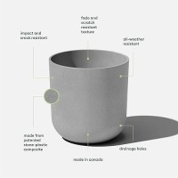 Veradek Mason Series Lima Planter - Round Planter For Indoor Or Outdoor Porch/Garden | Made From Plastic & Concrete With Drainage Holes | Modern D?Cor For Succulents  Flowers  Small Plants