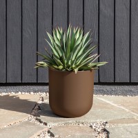 Veradek Round Lima Planter Pots For Indoor/Outdoor Garden Use | Made From Plastic & Concrete W/Drainage Holes | Modern D?Cor For Tall Plants  Flowers  Trees