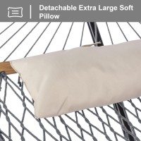 Suncreat Rope Hammock With Stand Included Portable Double Hammock With Soft Pillow Gray