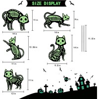 Outdoor Halloween Decorations Yard Signs 5Pcs Glow In The Dark Skeleton Black Cat Silhouette Lawn Signs With Stakes For Hallow