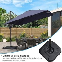 Purple Leaf Patio Umbrella With Base 10 Feet Outdoor Cantilever Square Umbrella Aluminum Offset Umbrella With 360Degree Rotatio