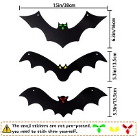 Yujun Halloween Hanging Bats 12 Pieces 3D Realistic Scary Large Fake Black Hanging Flying Bat Spooky For Yard Sign Outdoor Indoo