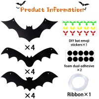 Yujun Halloween Hanging Bats 12 Pieces 3D Realistic Scary Large Fake Black Hanging Flying Bat Spooky For Yard Sign Outdoor Indoo