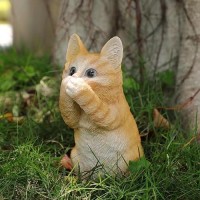 Cat Figurines Outdoor Statue Decor  Cat Statue For Garden And Home Decor  Orange Cat Figurine & Sculpture For Patio  Porch Decor  Cat Lover Gifts For Women  Birthday And Thanksgiving