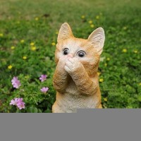 Cat Figurines Outdoor Statue Decor  Cat Statue For Garden And Home Decor  Orange Cat Figurine & Sculpture For Patio  Porch Decor  Cat Lover Gifts For Women  Birthday And Thanksgiving