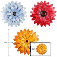 3 Pcs Metal Flower Wall Art 3D Metal Daisy Flower Wall Decor Multiple Layer Hanging Flower Rustic Farmhouse Boho Style Decoratio