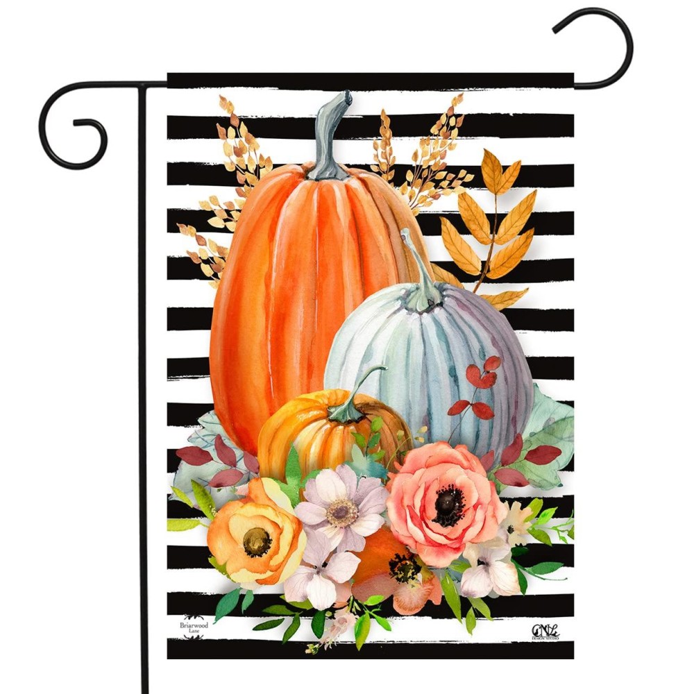 Briarwood Lane Striped Pumpkins Autumn Garden Flag Floral Fall 125 X 18