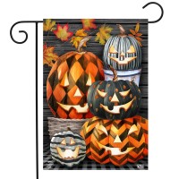 Briarwood Lane Patterned Jackolanterns Halloween Garden Flag Checkered 125 X 18