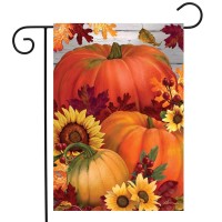 Briarwood Lane Autumn Pumpkin Trio Garden Flag Sunflowers Fall 125 X 18