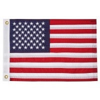 Syii American Flag 12X18 Inches Made In Usa Embroidery 50 Stars Ensign Nautical Small Us Boat Flags With 2 Brass Grommets Heav