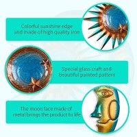 Liffy Metal Glass Sun And Moon Wall Art Decor Outdoor  Wall Art Sculpture For Indoor Living Room Bedroom  Warm Gift Idea