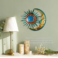 Liffy Metal Glass Sun And Moon Wall Art Decor Outdoor  Wall Art Sculpture For Indoor Living Room Bedroom  Warm Gift Idea