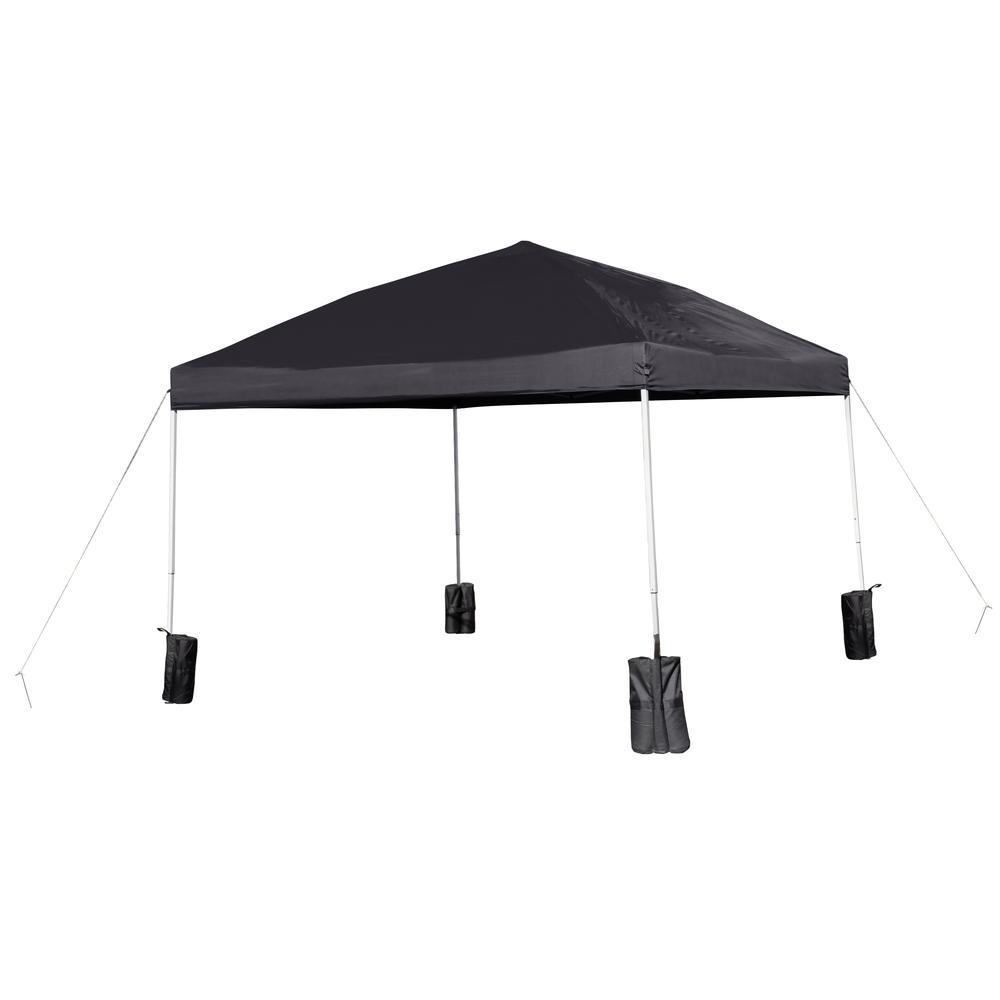 10x10 Black Pop Up Event Straight Leg Canopy Tent with Sandbags and Wheeled Case