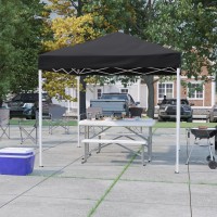 8x8 Black Outdoor Pop Up Event Slanted Leg Canopy Tent with Carry Bag