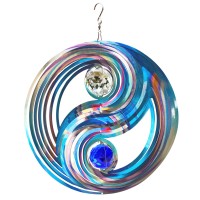 Fonmy Mandala Wind Spinner Wcrystal Ballfengshui 3D Stainless Steel Hanging Spinners Worth Gift Christmas Decoration Indoorou