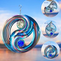 Fonmy Mandala Wind Spinner Wcrystal Ballfengshui 3D Stainless Steel Hanging Spinners Worth Gift Christmas Decoration Indoorou