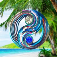 Fonmy Mandala Wind Spinner Wcrystal Ballfengshui 3D Stainless Steel Hanging Spinners Worth Gift Christmas Decoration Indoorou