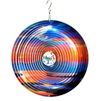 Fonmy Mandala Wind Spinner Wcrystal Ballrosy Down 3D Stainless Steel Hanging Spinners Worth Gift Christmas Decoration Indooro