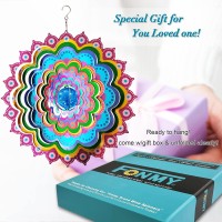 Fonmy Mandala Wind Spinner Wcrystal Ball Peacock 3D Stainless Steel Hanging Spinners Worth Gift Christmas Decoration Indoorou