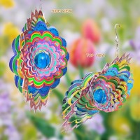 Fonmy Mandala Wind Spinner Wcrystal Ball Peacock 3D Stainless Steel Hanging Spinners Worth Gift Christmas Decoration Indoorou