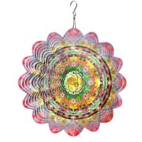 Fonmy Mandala Wind Spinner Wcrystal Ballromatic Flower 3D Stainless Steel Hanging Spinners Worth Gift Christmas Decoration Ind