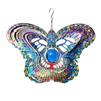 Fonmy Mandala Wind Spinner Wcrystal Ballbutterfly 3D Stainless Steel Hanging Spinners Worth Gift Christmas Decoration Indooro