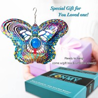 Fonmy Mandala Wind Spinner Wcrystal Ballbutterfly 3D Stainless Steel Hanging Spinners Worth Gift Christmas Decoration Indooro