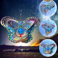 Fonmy Mandala Wind Spinner Wcrystal Ballbutterfly 3D Stainless Steel Hanging Spinners Worth Gift Christmas Decoration Indooro