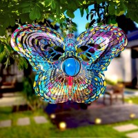 Fonmy Mandala Wind Spinner Wcrystal Ballbutterfly 3D Stainless Steel Hanging Spinners Worth Gift Christmas Decoration Indooro