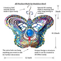 Fonmy Mandala Wind Spinner Wcrystal Ballbutterfly 3D Stainless Steel Hanging Spinners Worth Gift Christmas Decoration Indooro