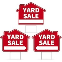 3Pc Yard Sale Yard Sign With Stake  17 Inches By 13 Inches - Double Sided Signs - Corrugated Plastic