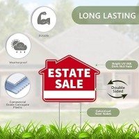 3Pc Estate Sale Yard Sign With Stake  17 Inches By 13 Inches - Double Sided Signs - Corrugated Plastic