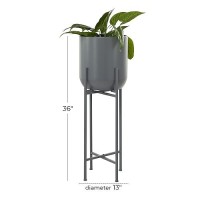 Deco 79 Cosmoliving By Cosmopolitan Metal Round Planter With Removable Stand 13 X 13 X 36 Dark Gray