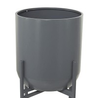 Deco 79 Cosmoliving By Cosmopolitan Metal Round Planter With Removable Stand 13 X 13 X 36 Dark Gray