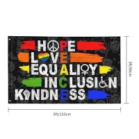 Hope Love Equality Inclusion Kindness Flag 3X5 Ft Outside Peace Garden Yard Banner Outdoor Decorative Sign