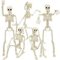 Wodmaz 5 Packs Halloween Skeleton Decorations 16 Halloween Full Body Mini Skeleton With Movable Posable Joints Spooky Plasti