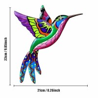 Yungeln Metal Hummingbird Wall Art Decor Metal Colorful Birds Sculpture 3D Metal Handmade Birds Outdoor Wall Sculpture Decor Ha