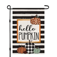 Fall Garden Flag Hello Pumpkin Sign 12 X 18 Inch Double Sided Autumn Farmhouse Seasonal Yard Outdoor Thanksgiving Decor Df082